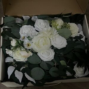 White and Green Artificial Floral Arrangement - Home Accents